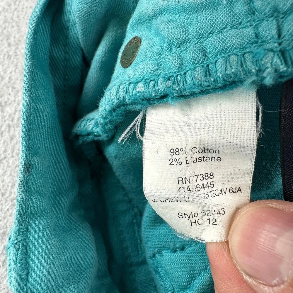 J.Crew Jeans Womens 29 Teal Toothpick Ankle Skinny Stretch Denim Pants